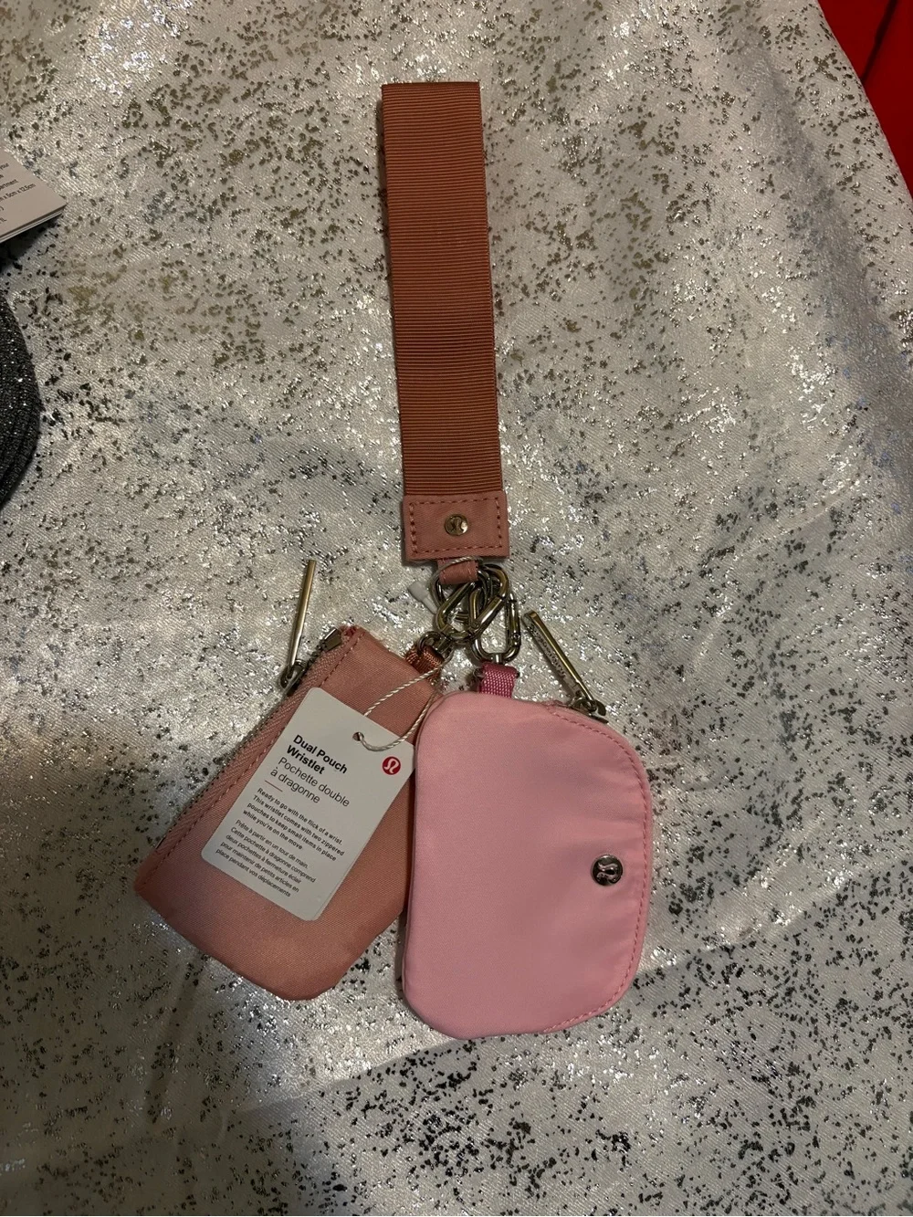 lululemon athletica Pink & Rose Dual Pouch Wristlet Key Holder